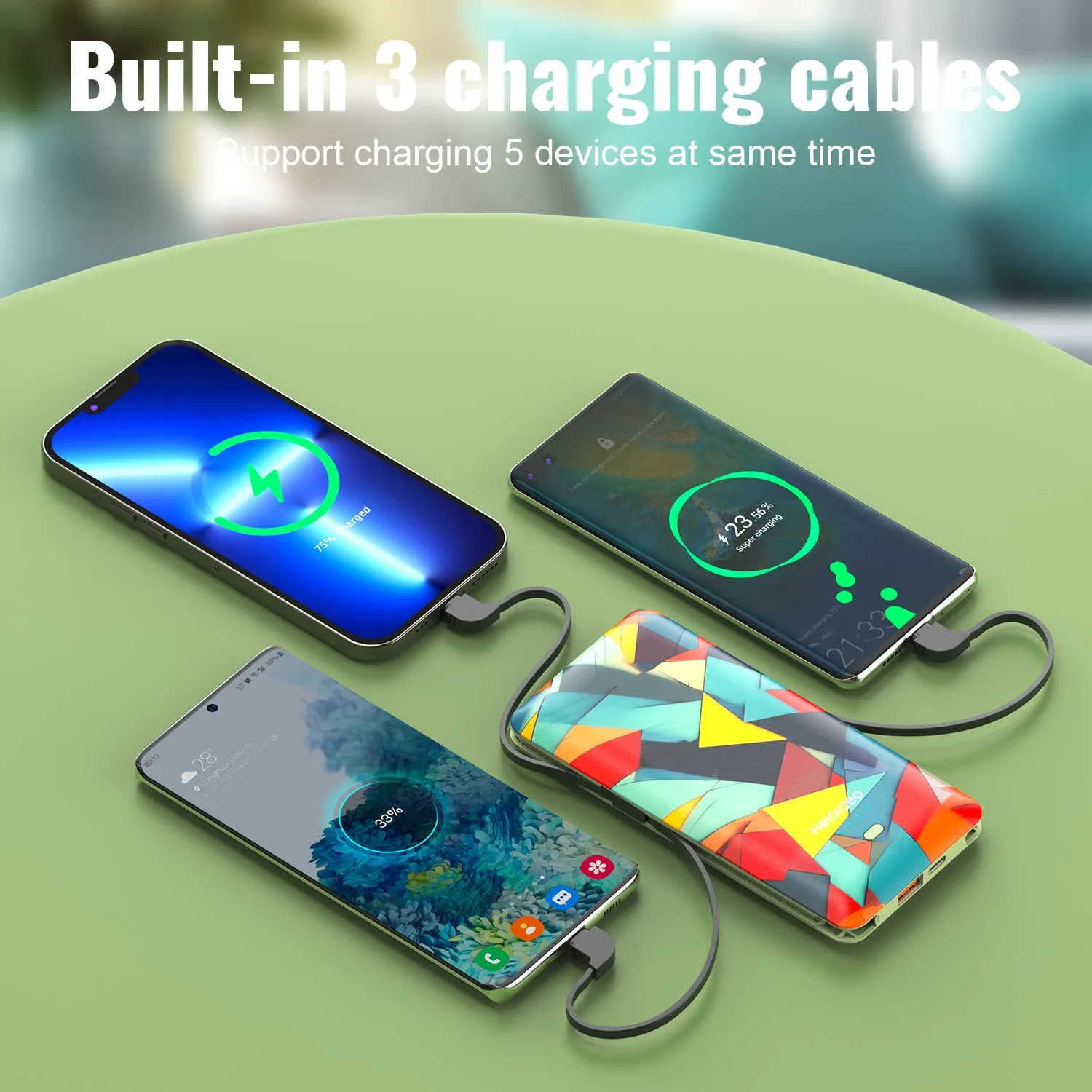 10000mah Ultra-Slim 20W AC plug Power Bank with wall charger  Heloideo PB180