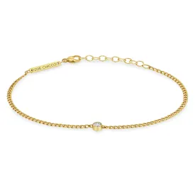 14k Diamond Bezel XS Curb Chain Bracelet