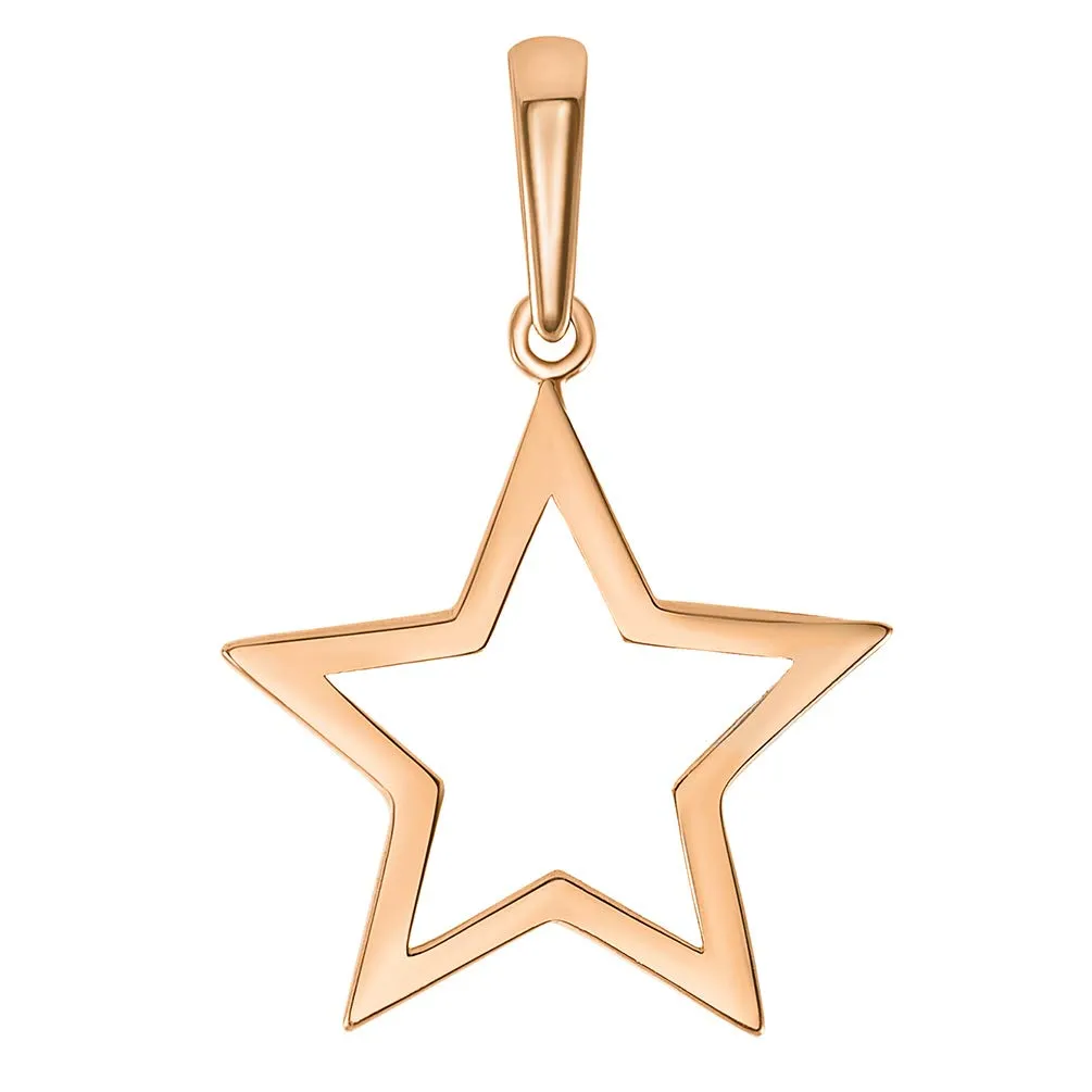 14k Rose Gold Open Star Charm Pendant Necklace