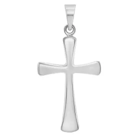 14k White Gold High Polished Religious Plain Simple Cross Pendant (25 mm x 13 mm)