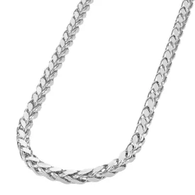 14k White Gold Hollow 5mm Braided Wheat Franco Chain Necklace with Lobster Claw Clasp