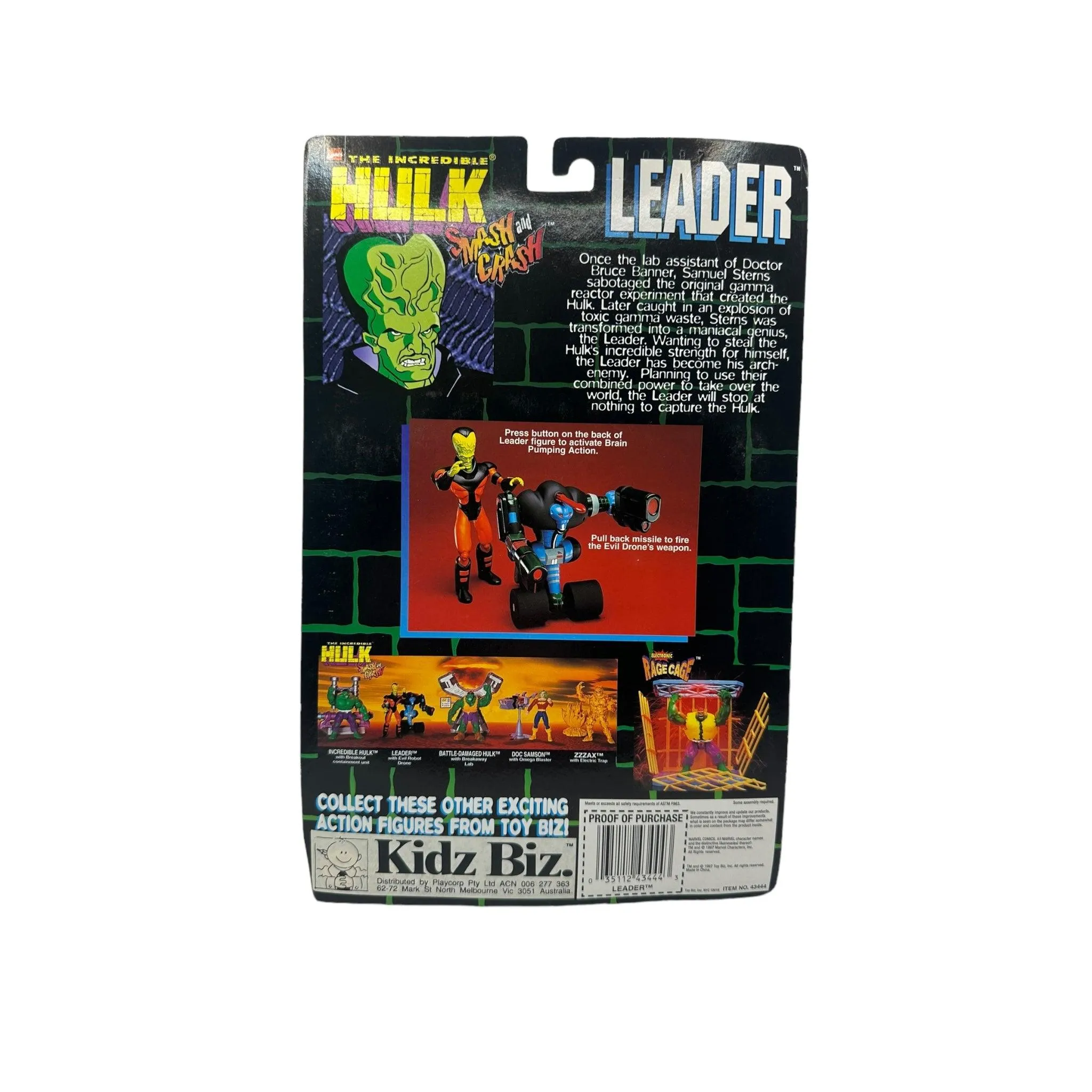 1997 TOYBIZ INCREDIBLE HULK SMASH & CRASH LEADER AF