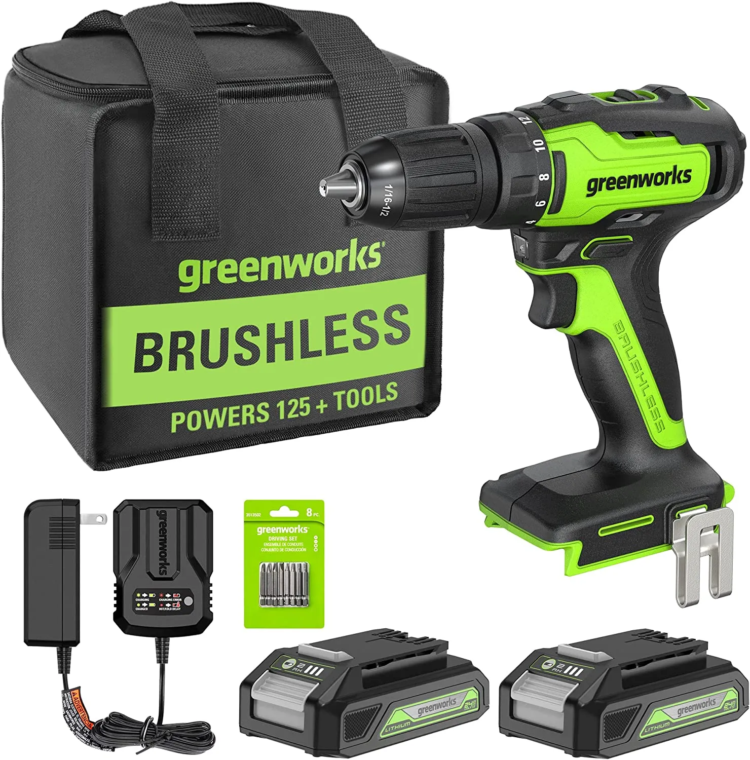 24V Drill, Impact Driver, Mini Circular Saw & Flashlight 4PC Combo Kit w/ (2) Batteries & Charger