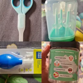 4 Hygiene Infants Essentials (Nasal espirator, Tongue cleaner, Toothbrush and Scissor)