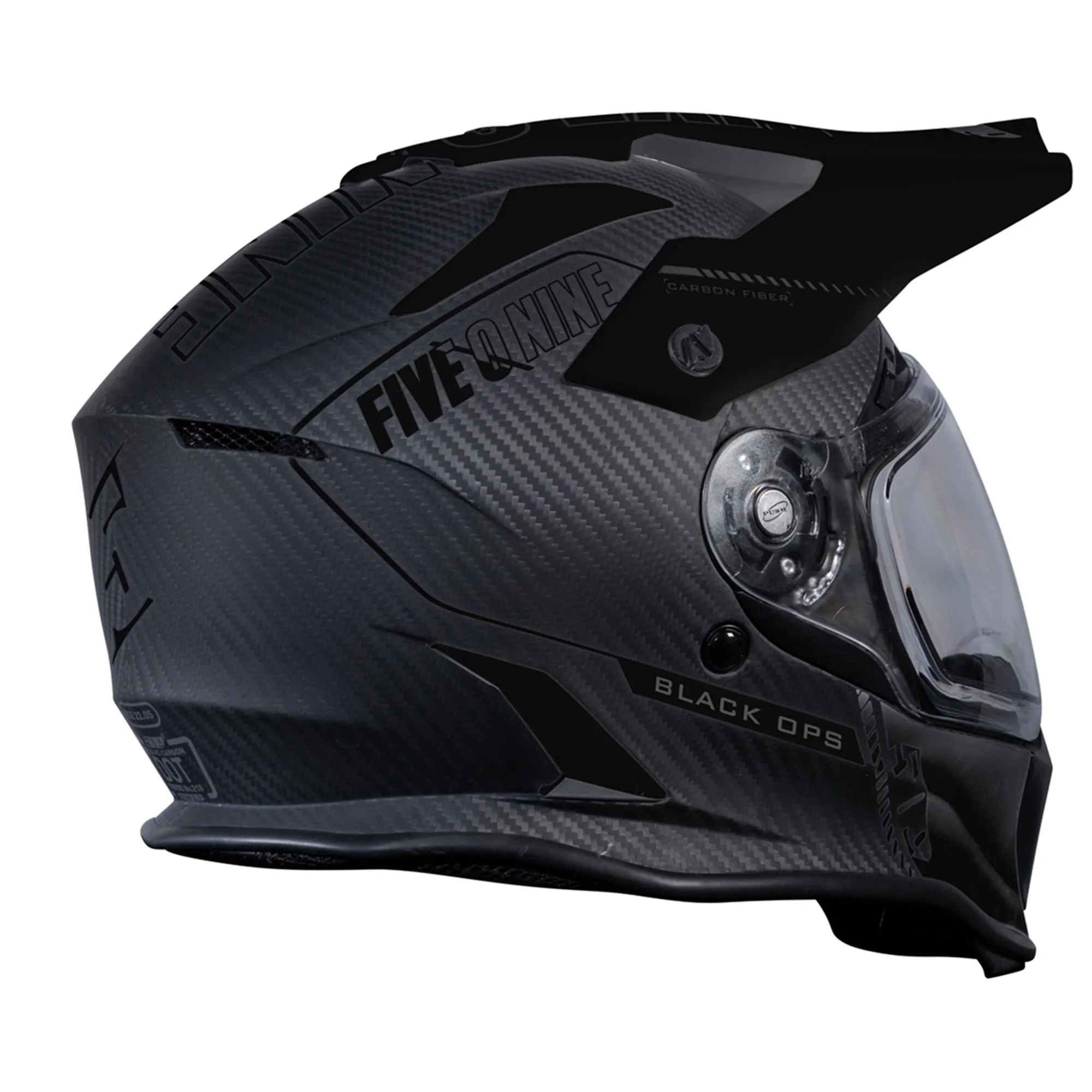 509  Delta R3L Carbon Fiber Ignite Snowmobile Helmet Open Face Riding Black Ops