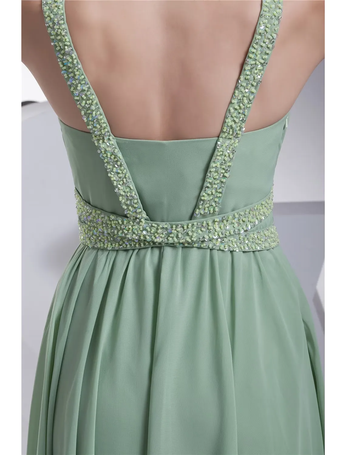 A-Line Evening Gown Sparkle Dress Formal Evening Floor Length Sleeveless Spaghetti Strap Chiffon with Beading