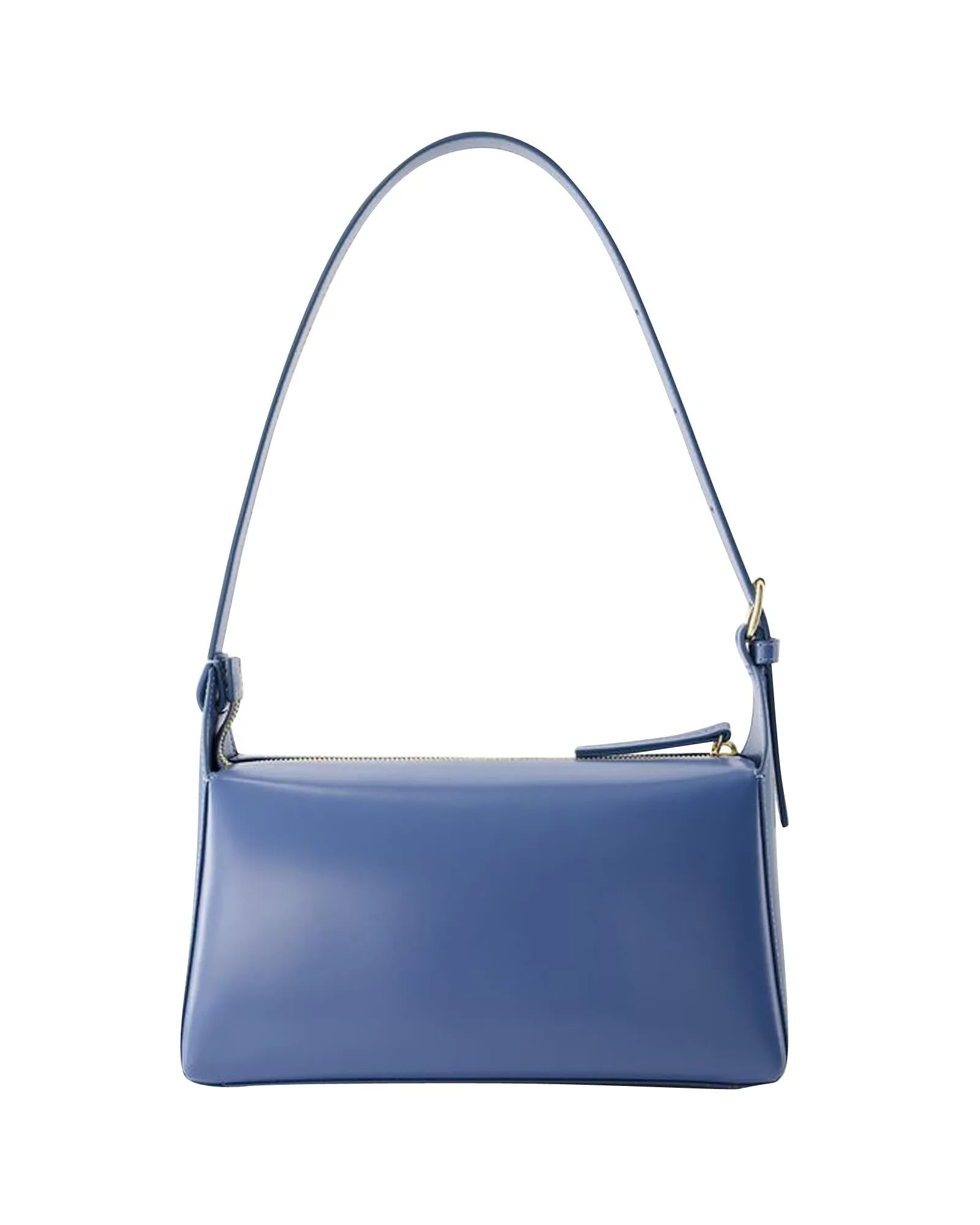 A P C Ocean Blue Leather Baguette with Top Handle Clasp