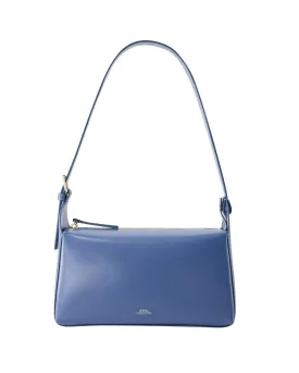 A P C Ocean Blue Leather Baguette with Top Handle Clasp