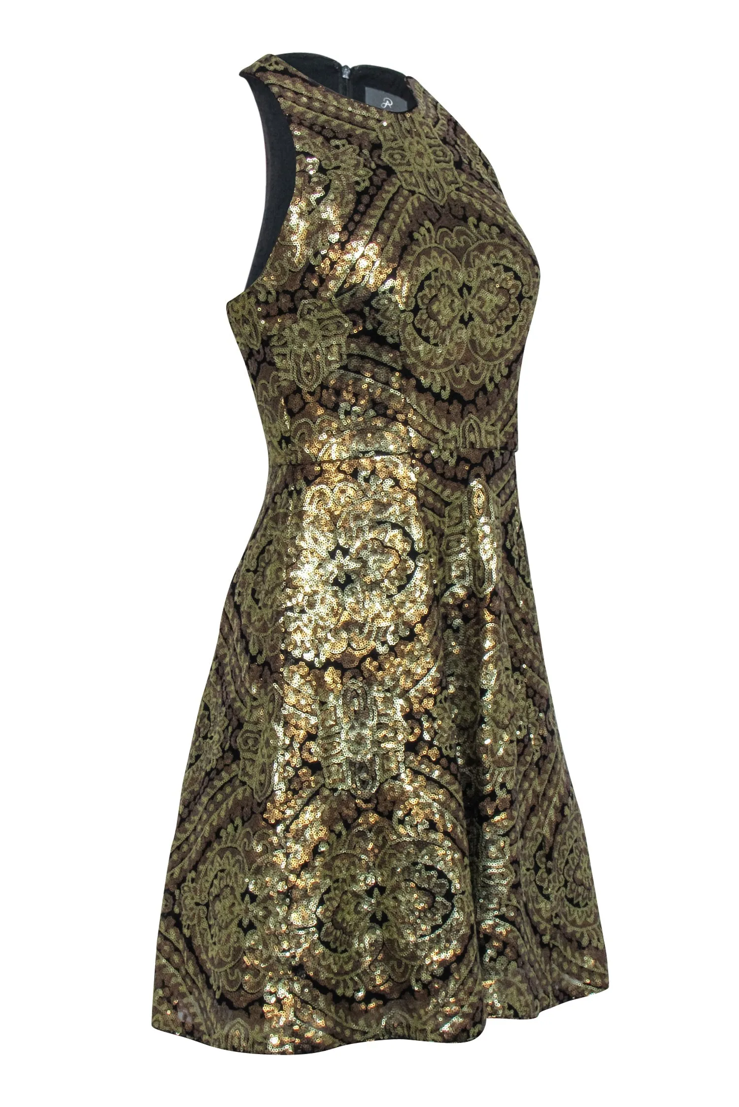 Adrianna Papell  - Gold Sequin Sleeveless Dress Sz 4