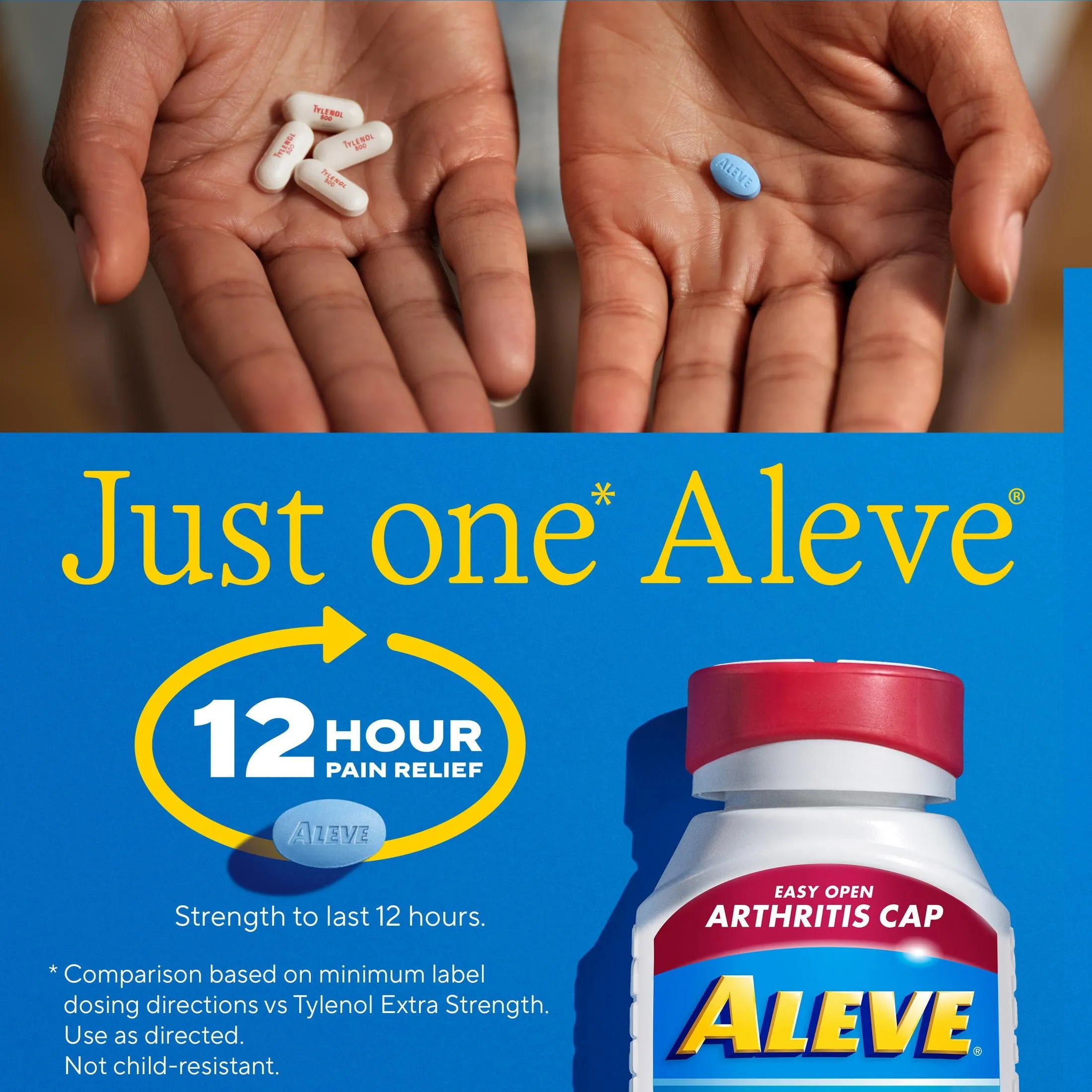 Aleve Caplets Easy Open Arthritis Cap Naproxen Sodium Pain Reliever, 90 Count