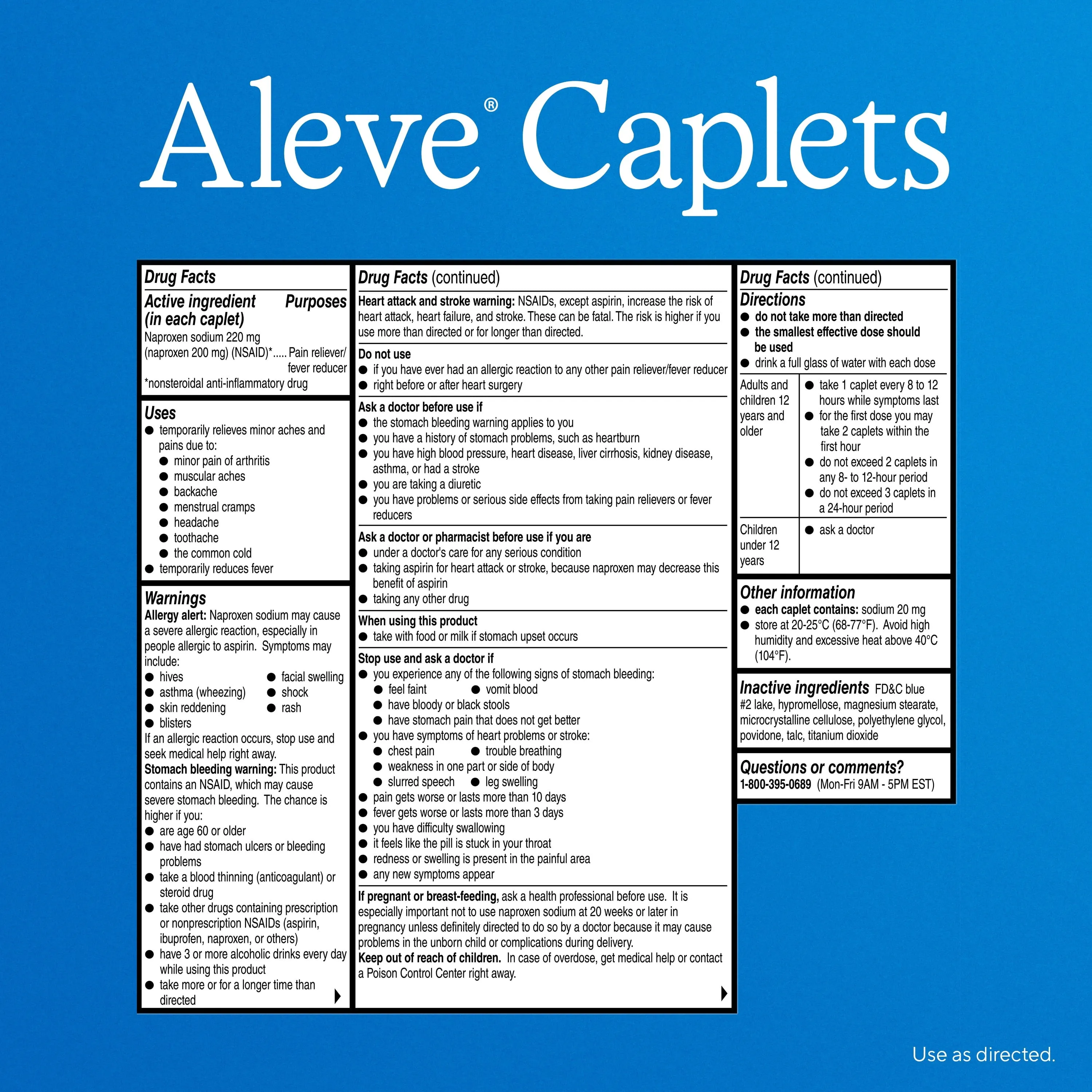 Aleve Caplets Naproxen Sodium Pain Reliever, 90 Count