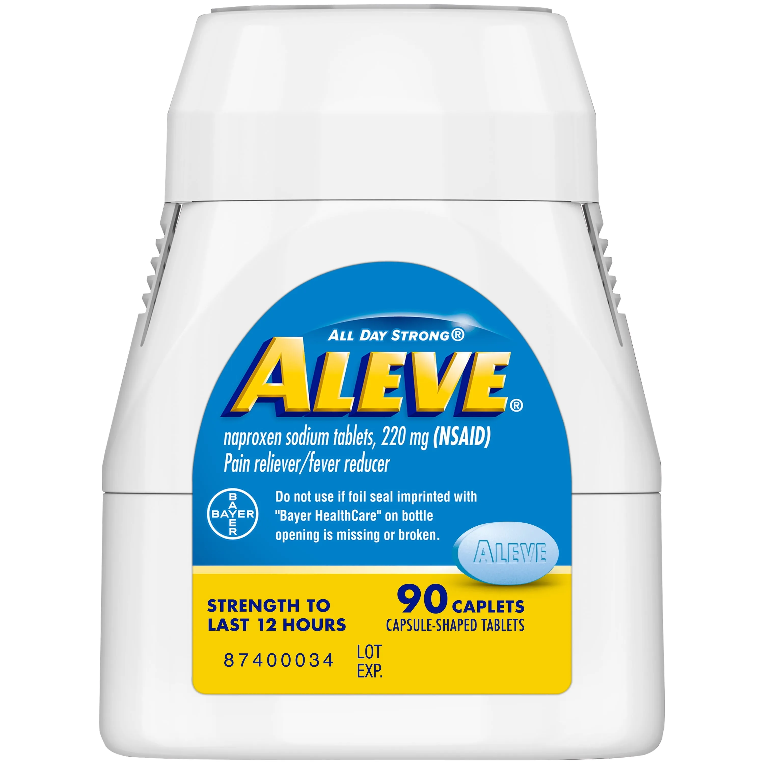 Aleve Caplets Naproxen Sodium Pain Reliever, 90 Count