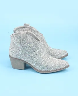 Allover Rhinestone Western Short Boots