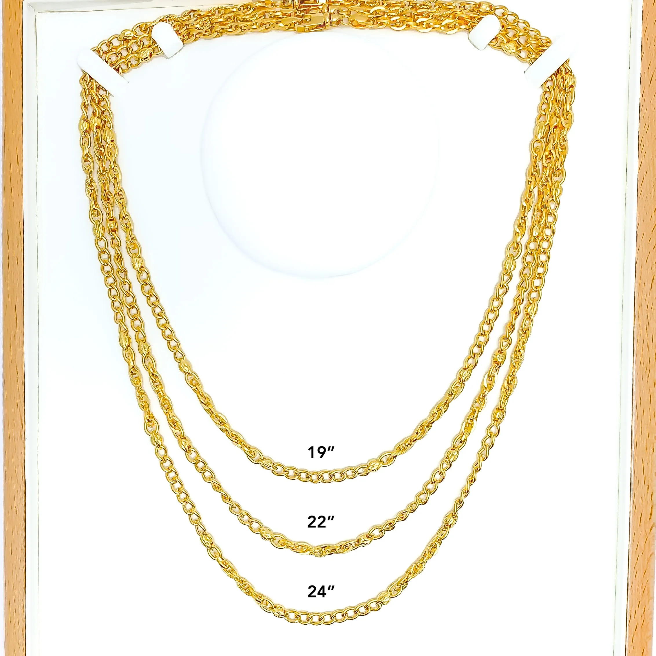 Alternating Fancy Link 22k Gold Italian Chain - 24"