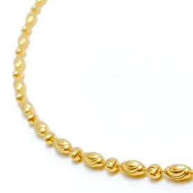 Alternating Wavy 22k Gold Chain - 18"