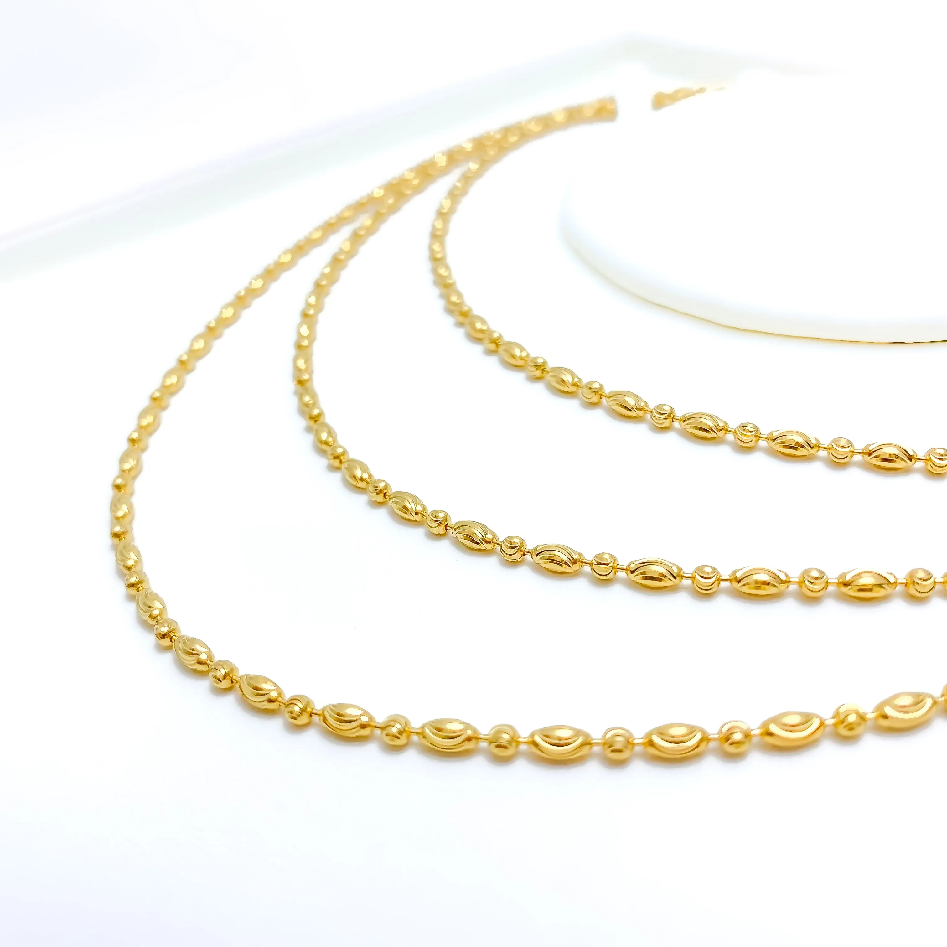 Alternating Wavy 22k Gold Chain - 20"