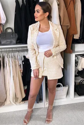 Apricot And Cream Tweed Blazer And Skirt Co-ord - Carah