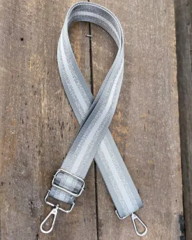 Bag Strap - Silver And Silver Grey Stripe