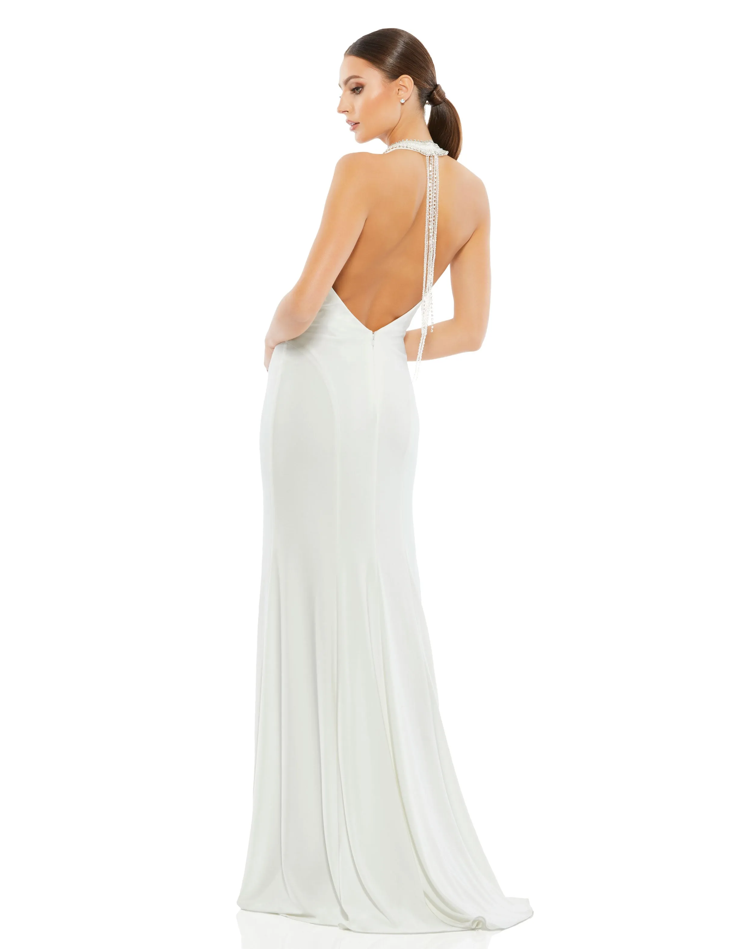 Beaded Halter Jersey Gown - FINAL SALE