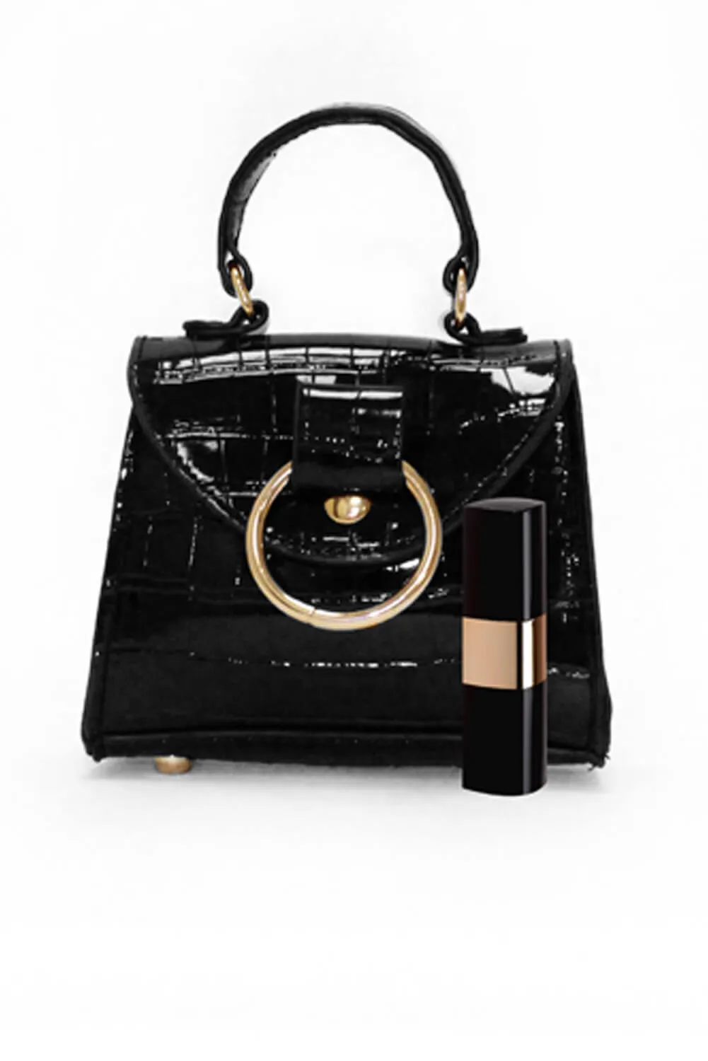 Black Croc Mirco Mini Bag