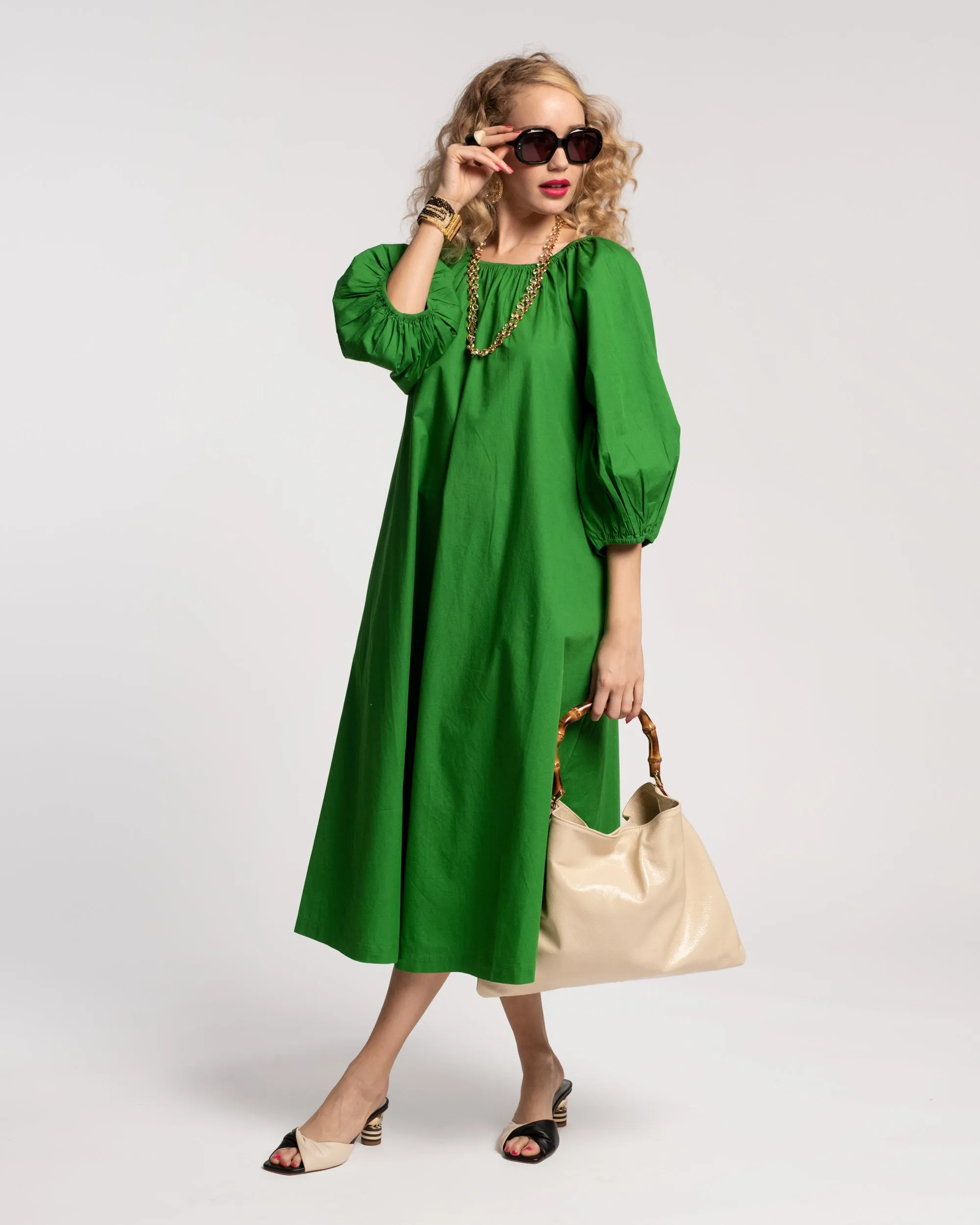 Bliss Midi Dress Cotton Poplin Green