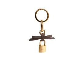 Bow and Padlock Keyring/Bag Charm - Caribou Soft Grainy Print - Taupe