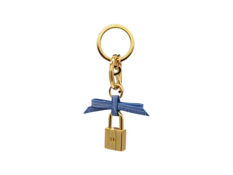 Bow and Padlock Keyring/Bag Charm - Orinoco 'Croc' Print - Bluebell