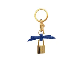 Bow and Padlock Keyring/Bag Charm - Orinoco 'Croc' Print - Cobalt