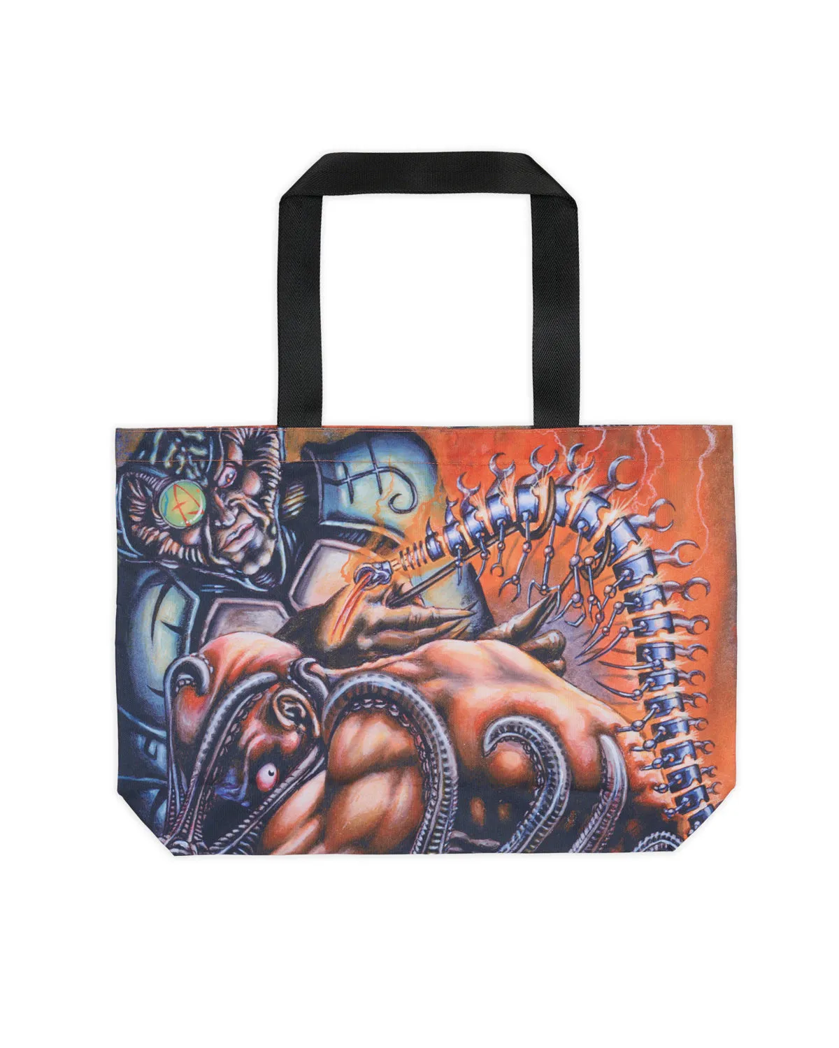 Optimized Orange Tote Bag with Brain Dead x Magic: The Gathering Spinal Graft Design