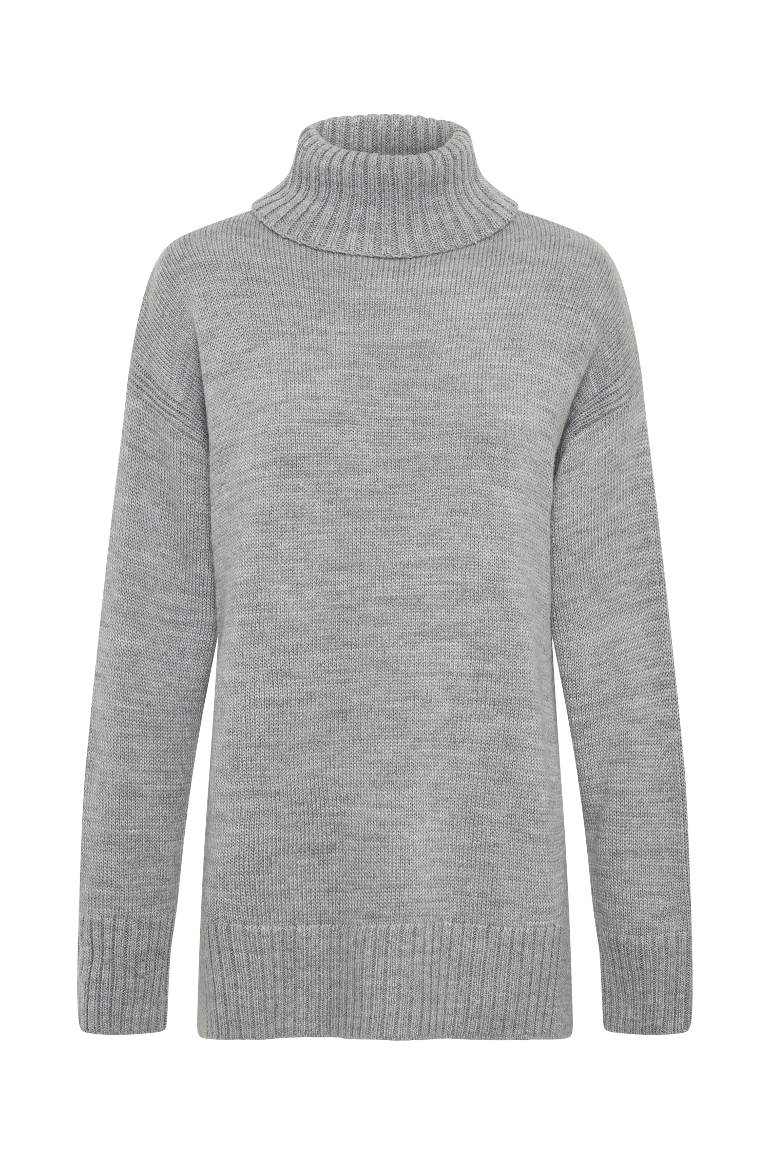 Brittany High Neck Knit Jumper - Grey Marle