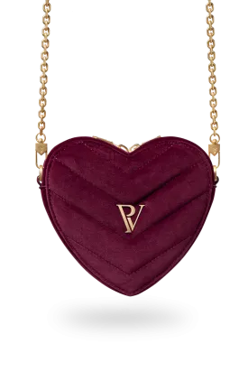 Candice Heart Bag Burgundy Velvet