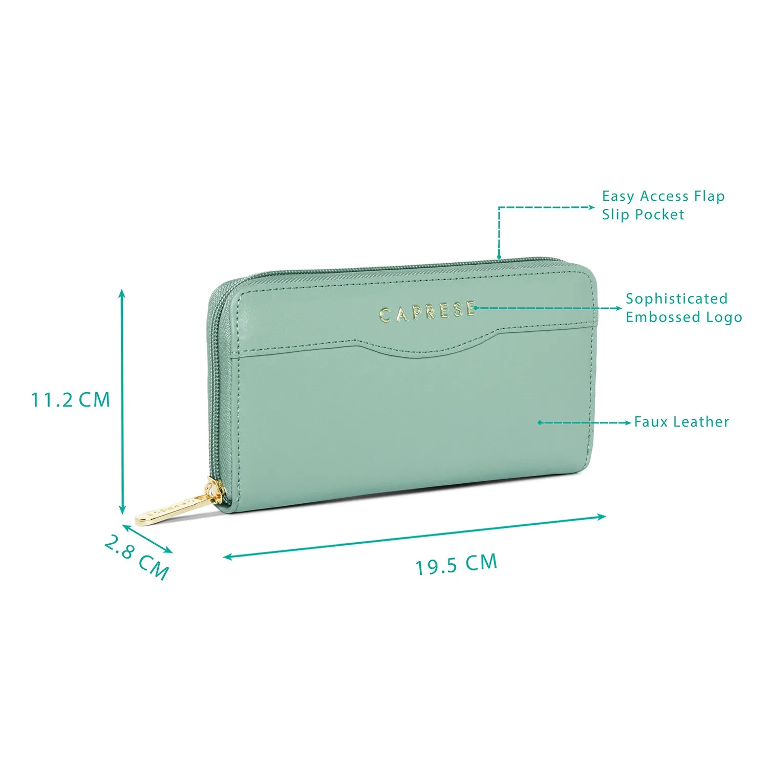 Caprese Athena Zip Around Wallet Medium Sage Green