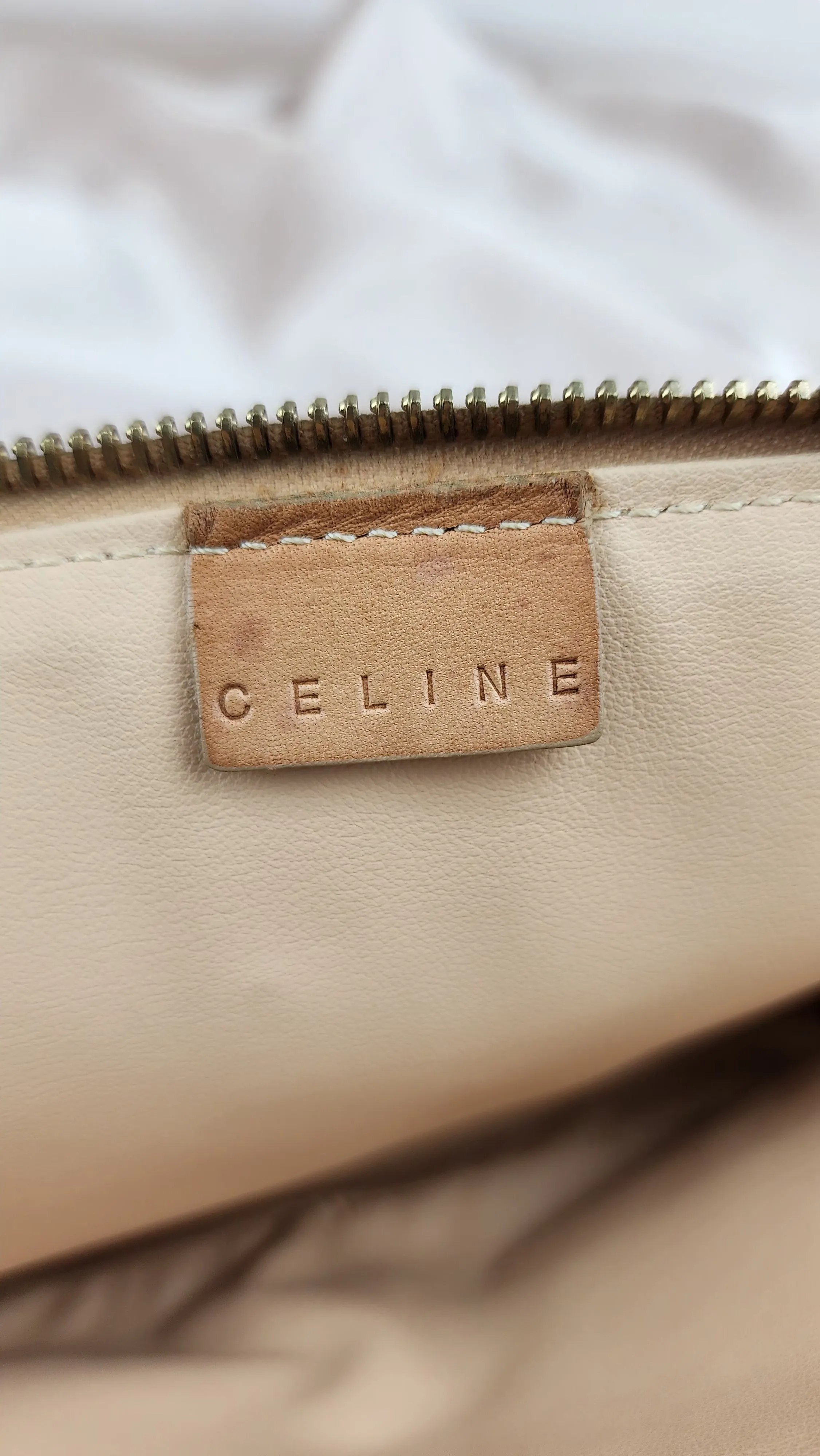 Celine Macadam Cream Canvas Pouch - 894