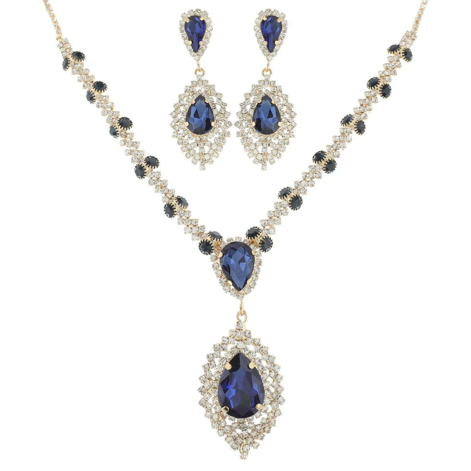 CLUSTER TEARDROP PENDANT NECKLACE SET