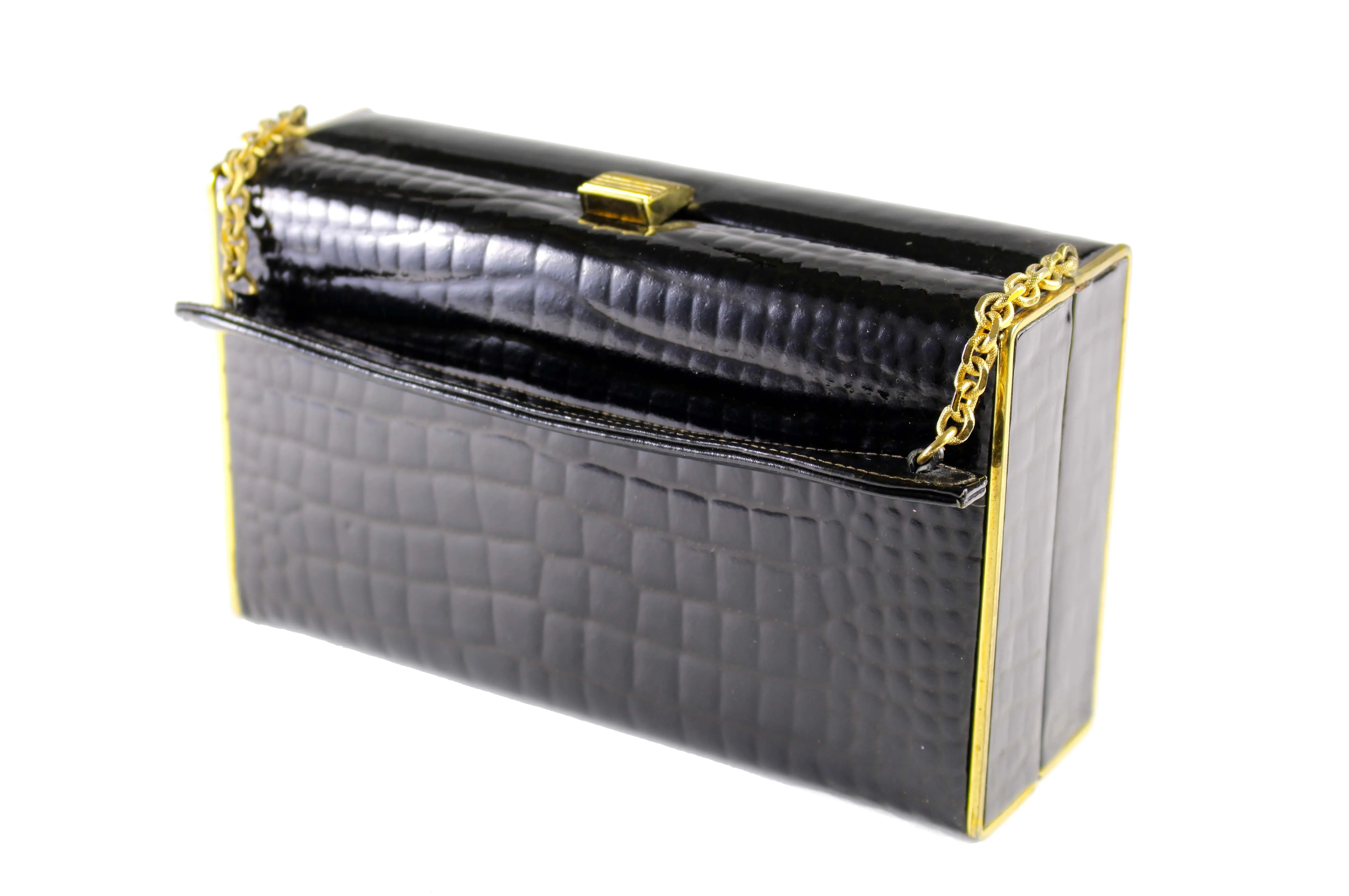 COBLENTZ embossed crocodile skin clutch