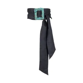 Collection Privée Turquoise Stone Suede Belt - '00s