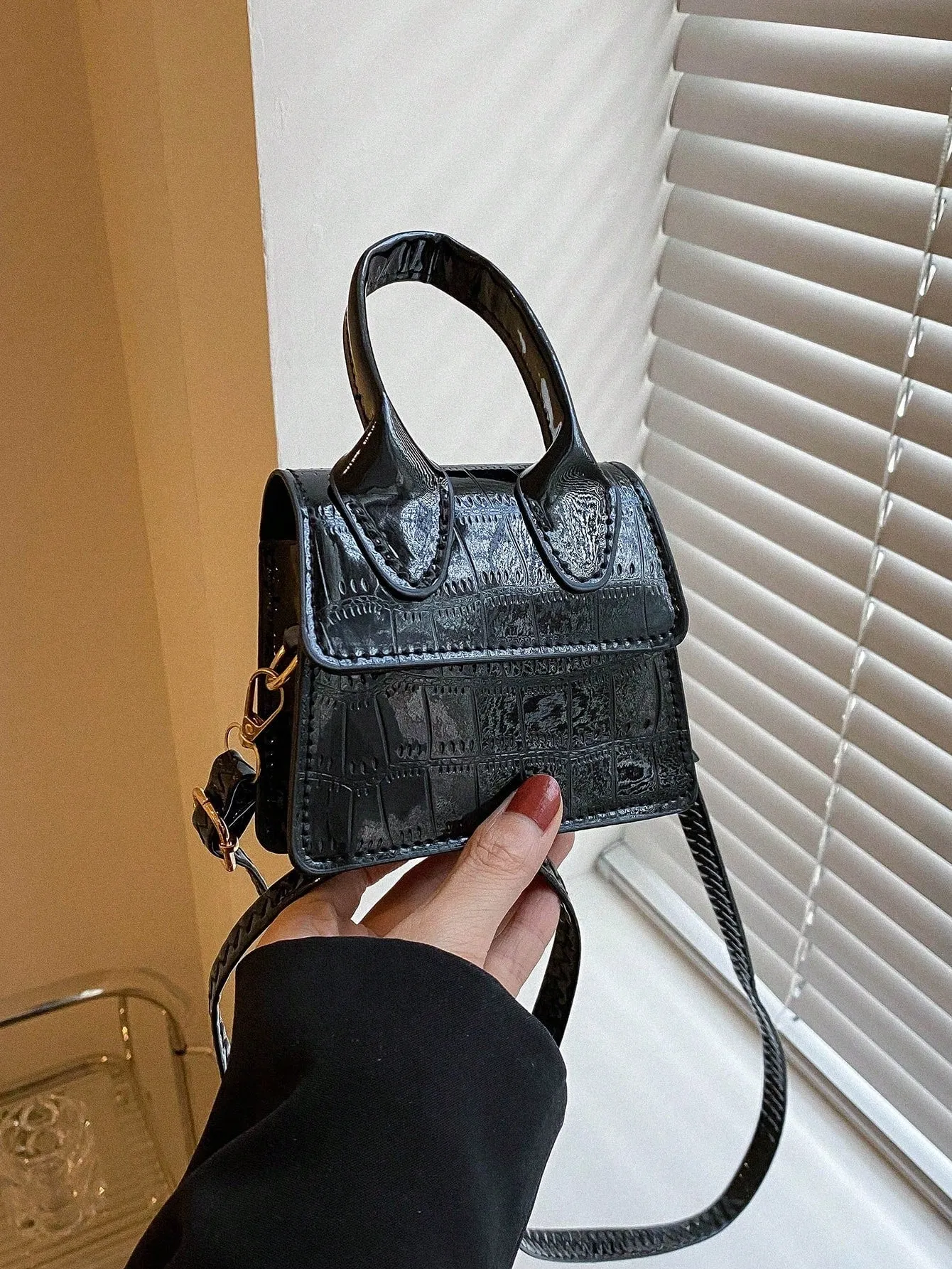 Crocodile Embossed Mini Bag