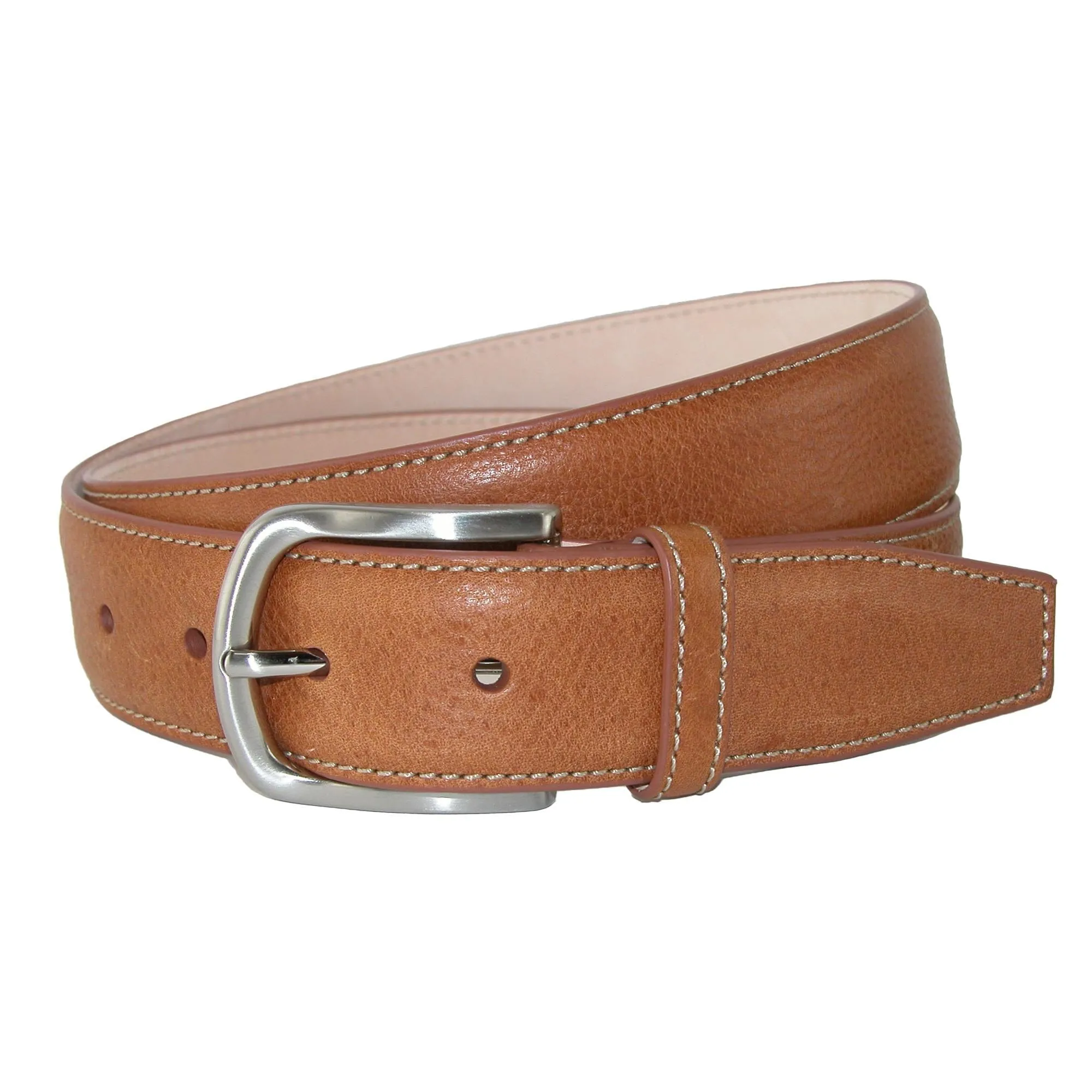 CrookhornDavis Men's Brescia Boxcalf Casual Belt with Contrast Stitch