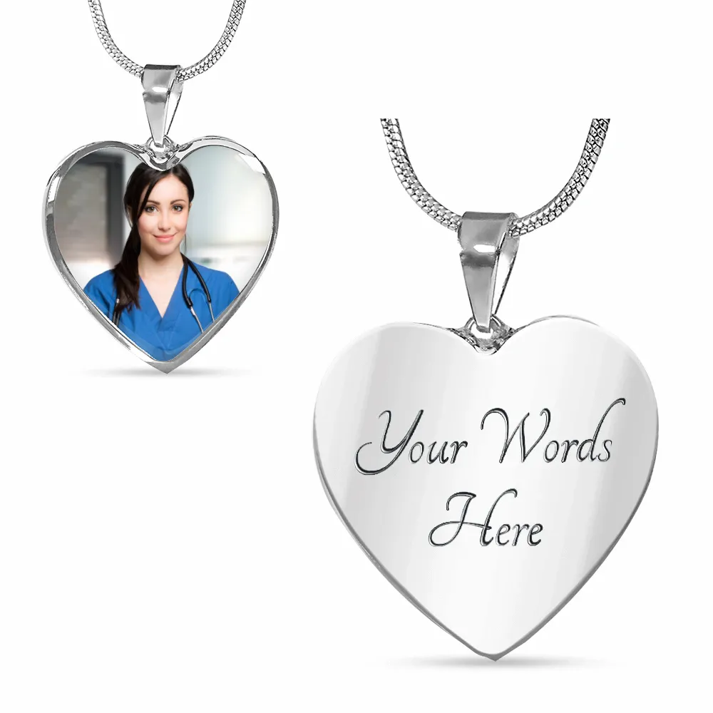 Custom Heart Photo Necklace- Gifts For Nurse & Doctor