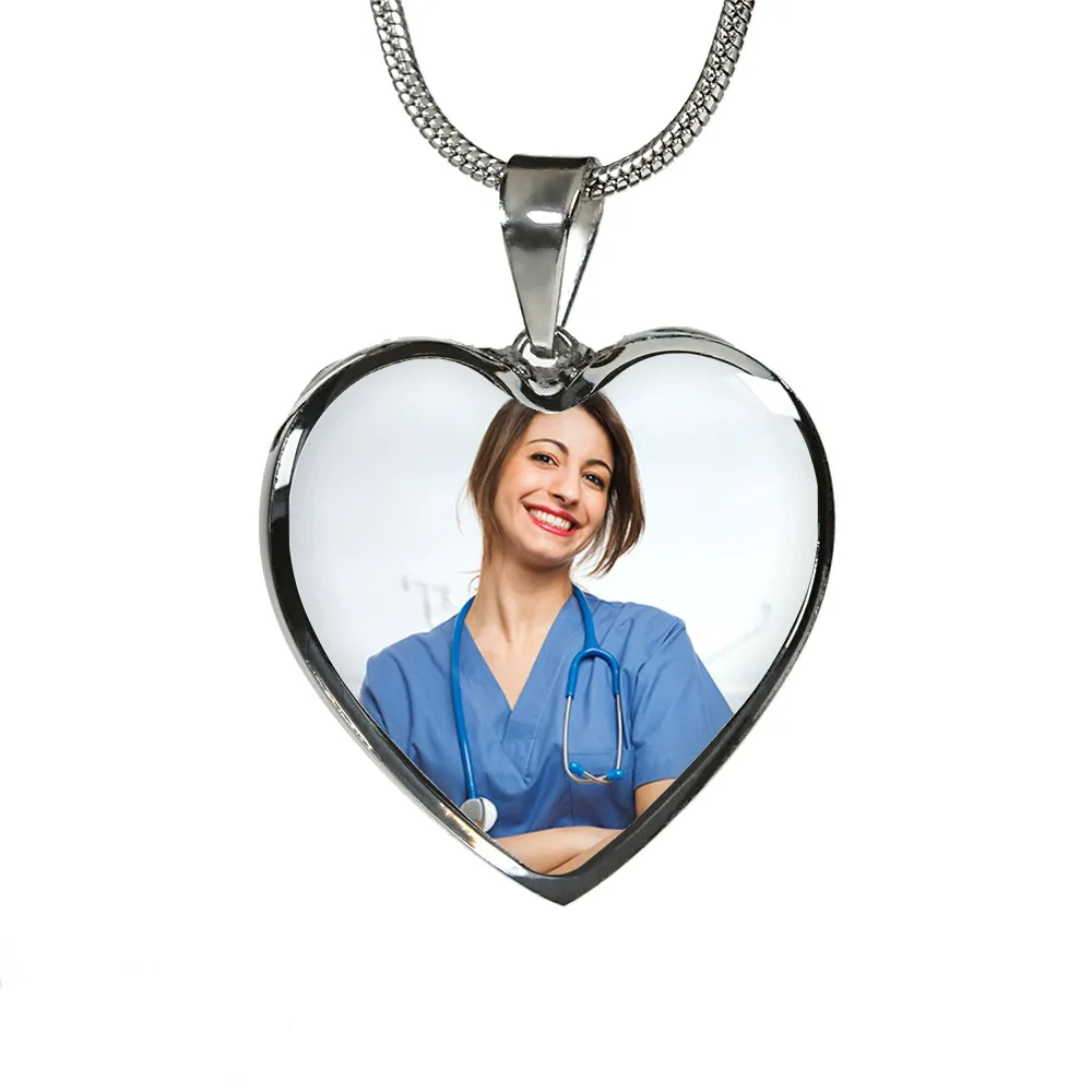 Custom Heart Photo Necklace- Gifts For Nurse & Doctor