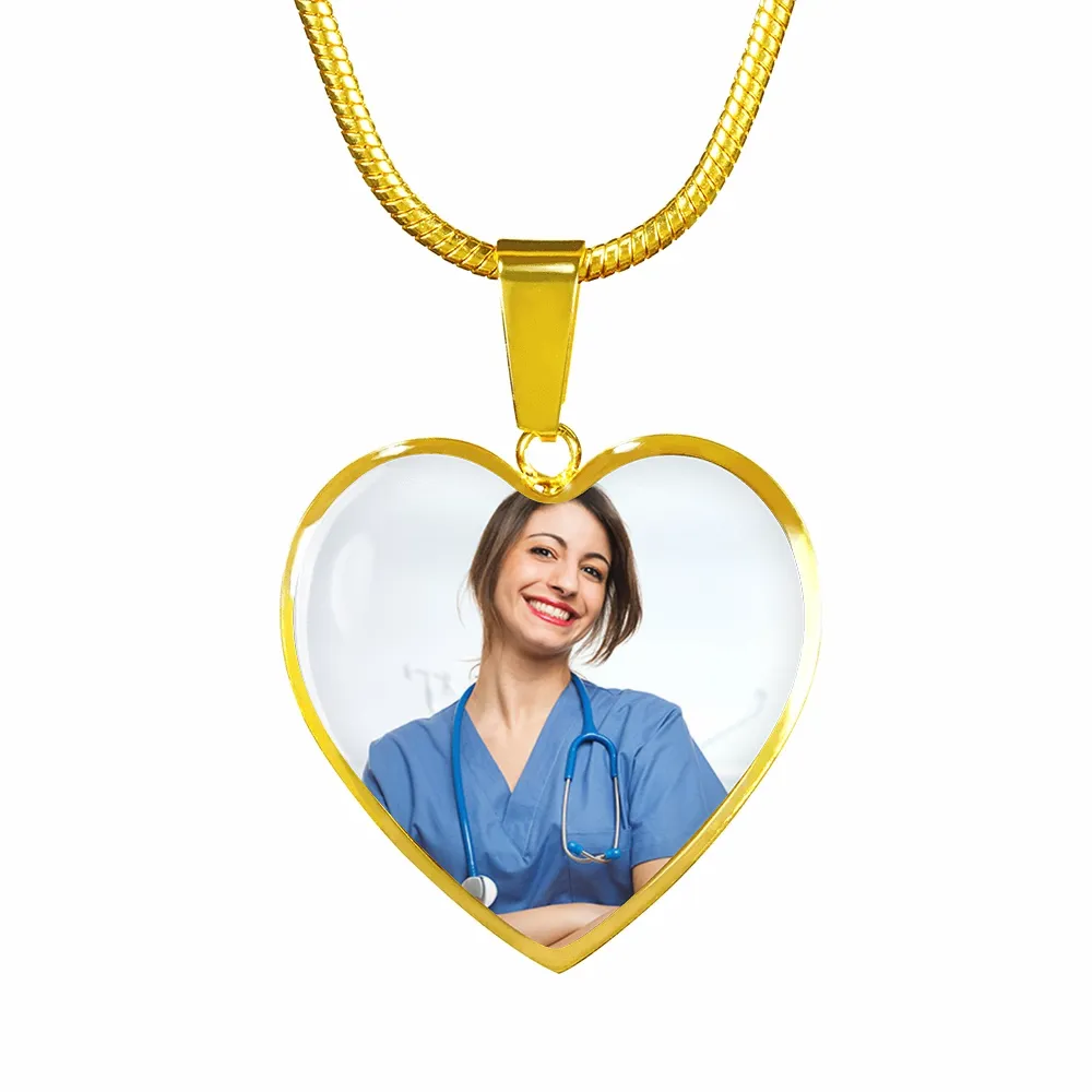 Custom Heart Photo Necklace- Gifts For Nurse & Doctor