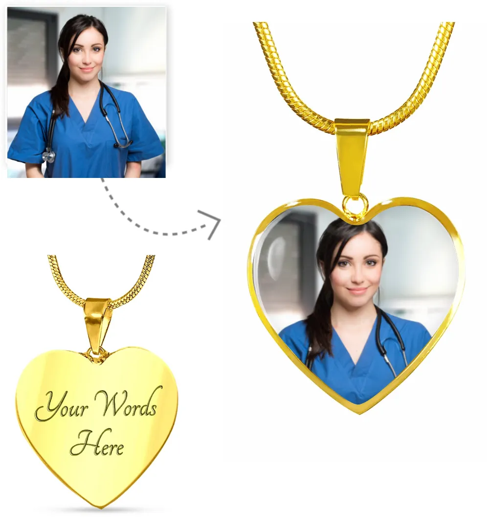 Custom Heart Photo Necklace- Gifts For Nurse & Doctor