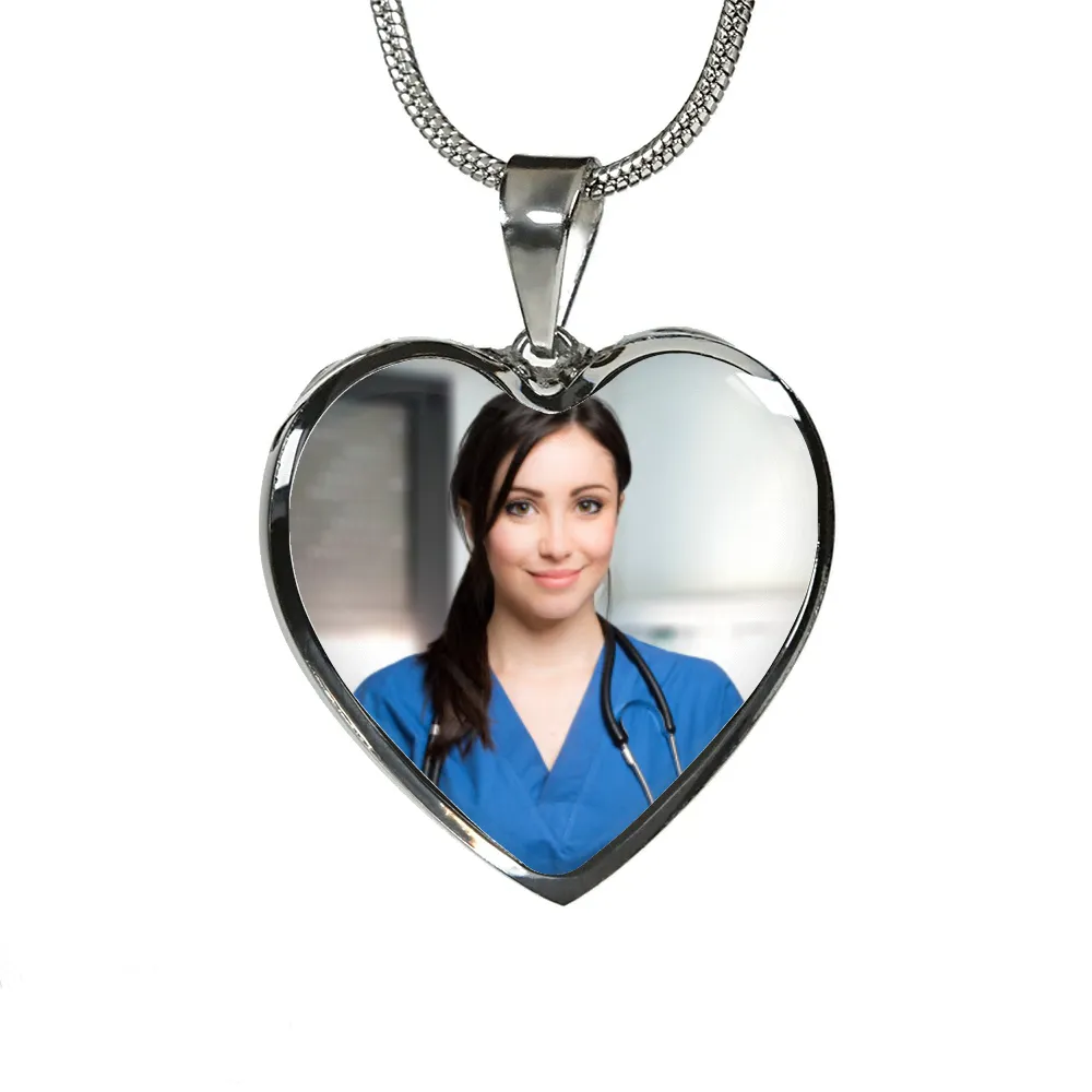 Custom Heart Photo Necklace- Gifts For Nurse & Doctor