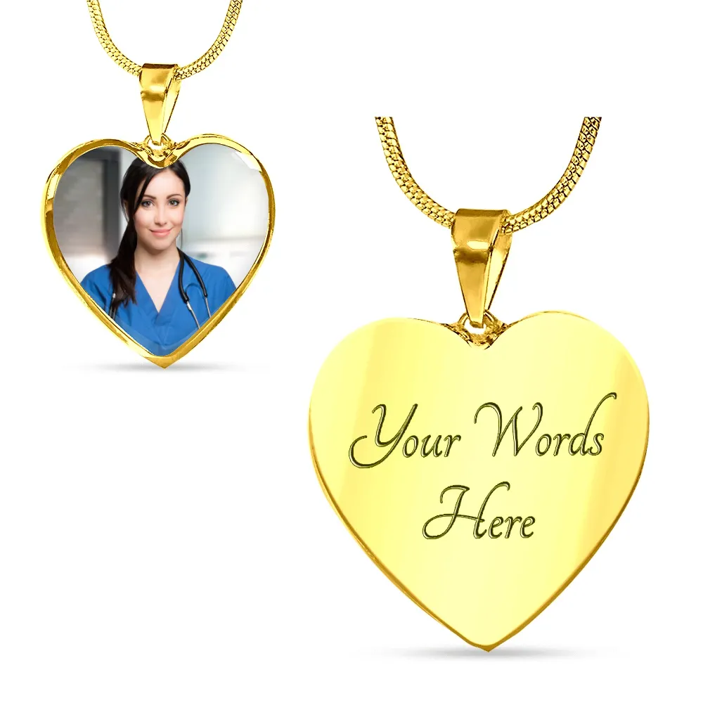 Custom Heart Photo Necklace- Gifts For Nurse & Doctor