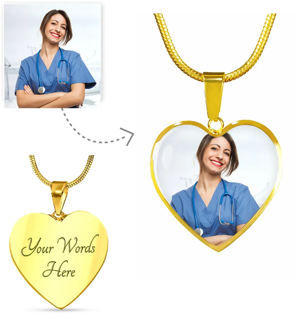 Custom Heart Photo Necklace- Gifts For Nurse & Doctor