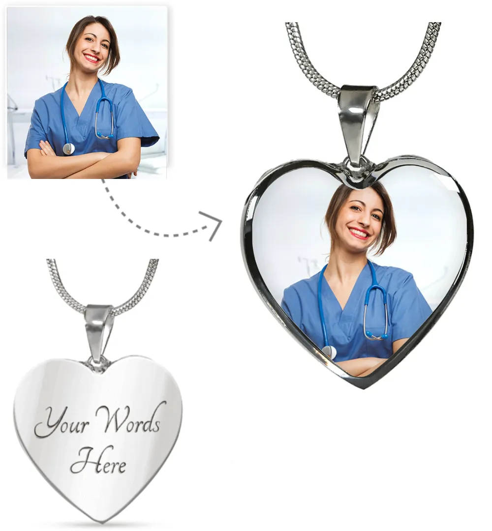 Custom Heart Photo Necklace- Gifts For Nurse & Doctor