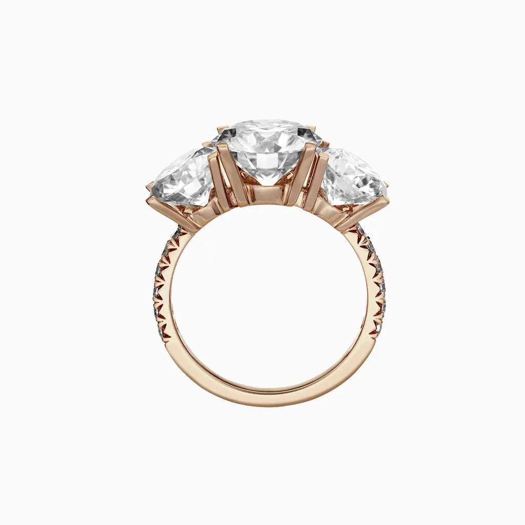 Diamond2 Three-Stone Ring with embellished band