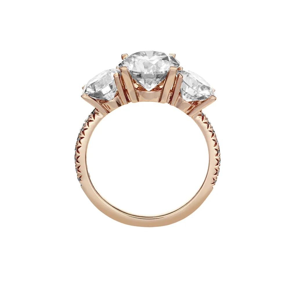 Diamond2 Three-Stone Ring with embellished band