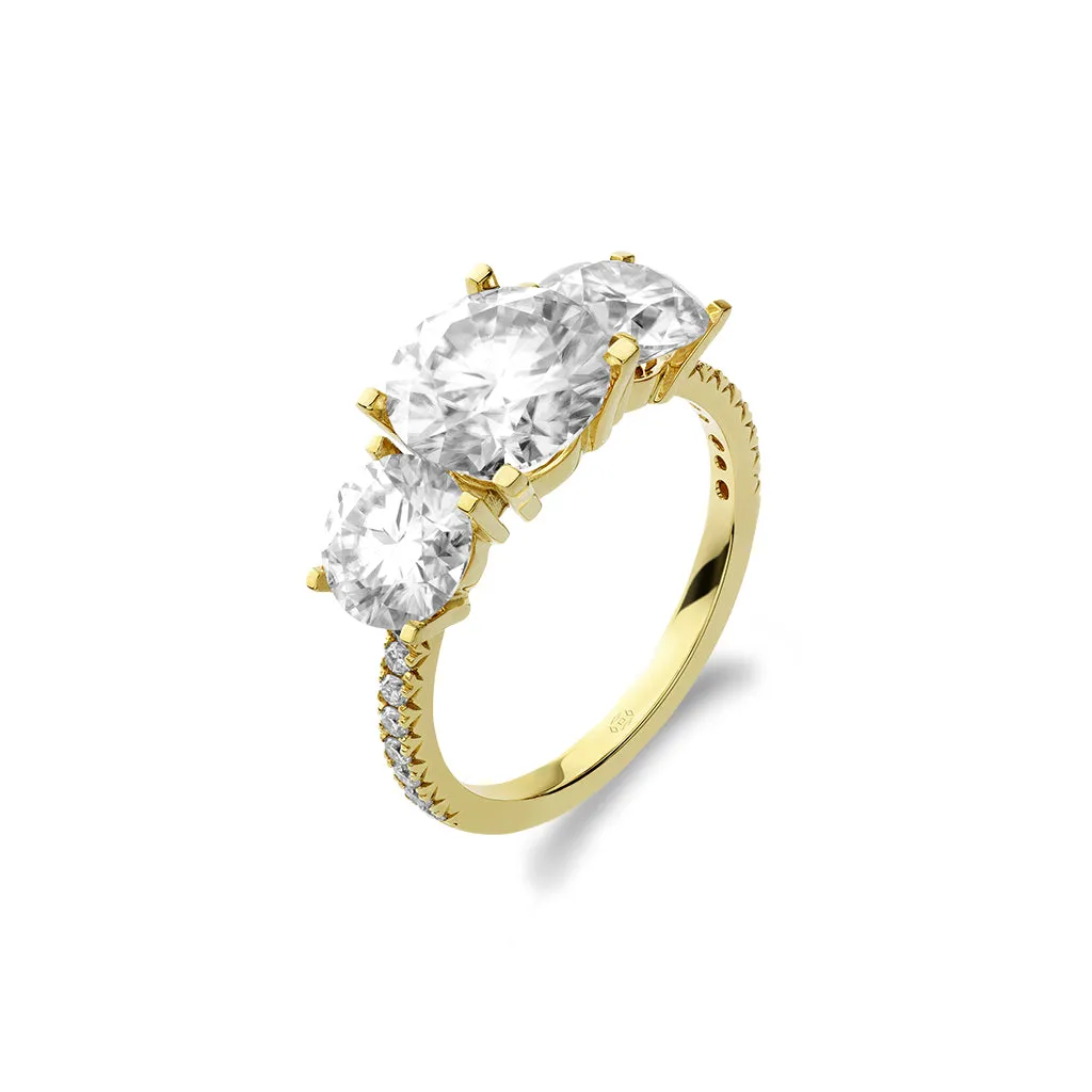 Diamond2 Three-Stone Ring with embellished band