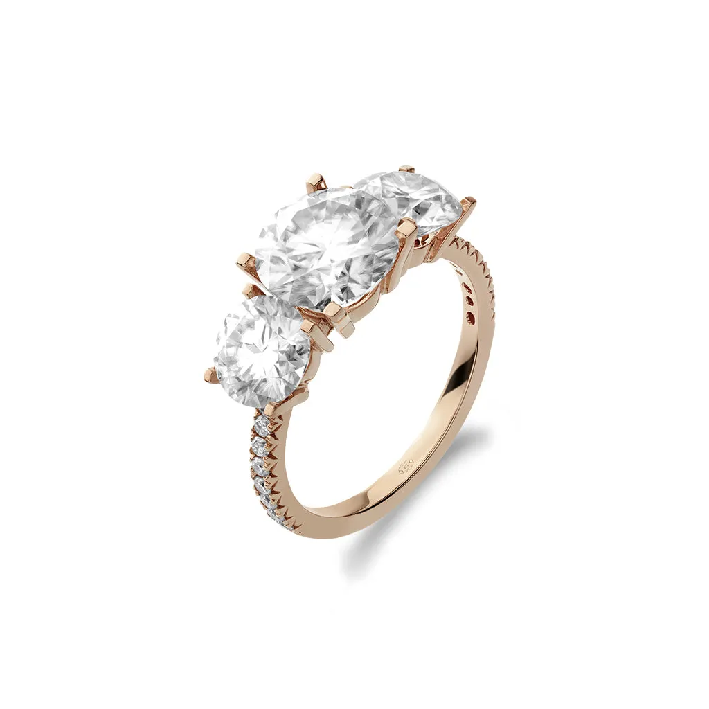 Diamond2 Three-Stone Ring with embellished band